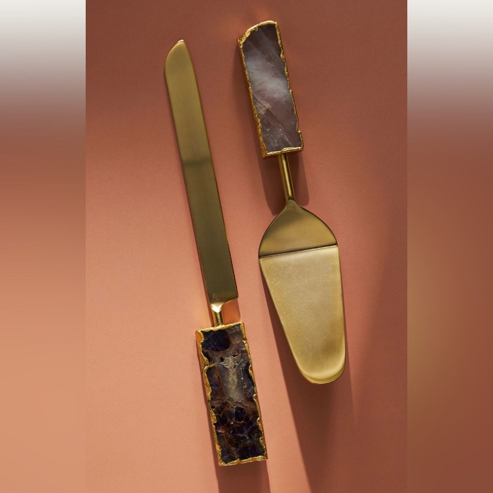 Agate Cake Slicer and Knife Set